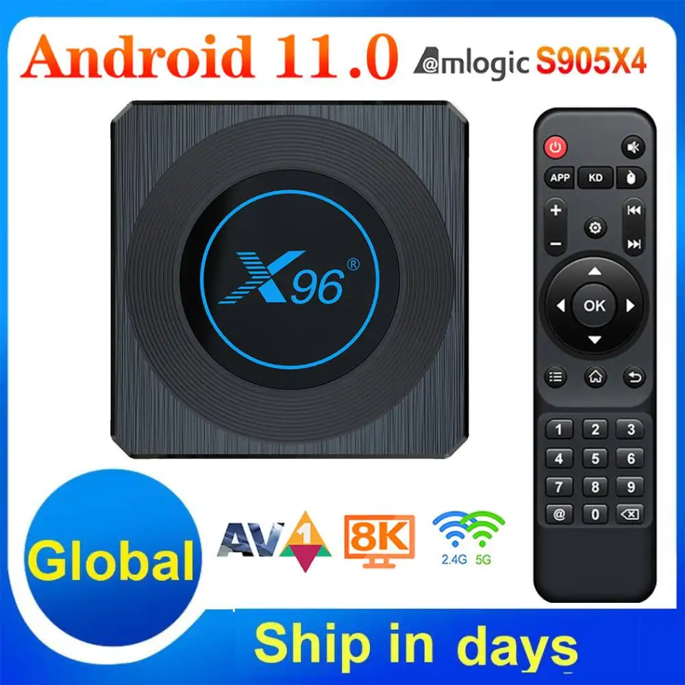

ТВ-Приставка Smart TV Amlogic S905X4, 8K, HDR, RGB светильник ка, Android 11, 4 Гб ОЗУ, 64 Гб ПЗУ, 2,4G и телефон, двойной Wi-Fi, AV1, Android 11,0, медиаплеер, USB