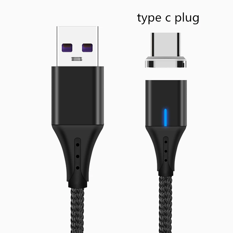 Магнитный кабель 5A Supercharge Micro usb type C, зарядный провод для huawei P30 P20 mate 20 Pro, линия быстрой зарядки для iPhone XS MAX - Цвет: Black Type-C