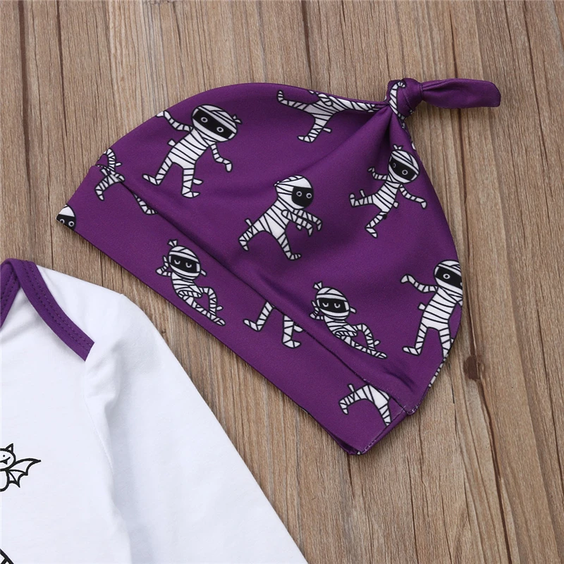

Baby Girl Clothes Newborn Baby Boys Halloween Pumpkin Long Sleeve Tops Pants Hat Cotton Clothes