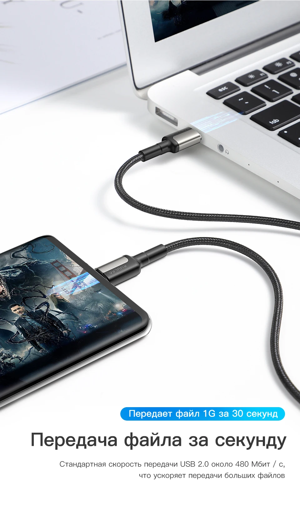 Кабель KUULAA USB C к usb type C для Xiaomi Redmi Note 7 Pro 60W PD QC 4,0 кабель быстрой зарядки для samsung S10 Oneplus USBC type-C