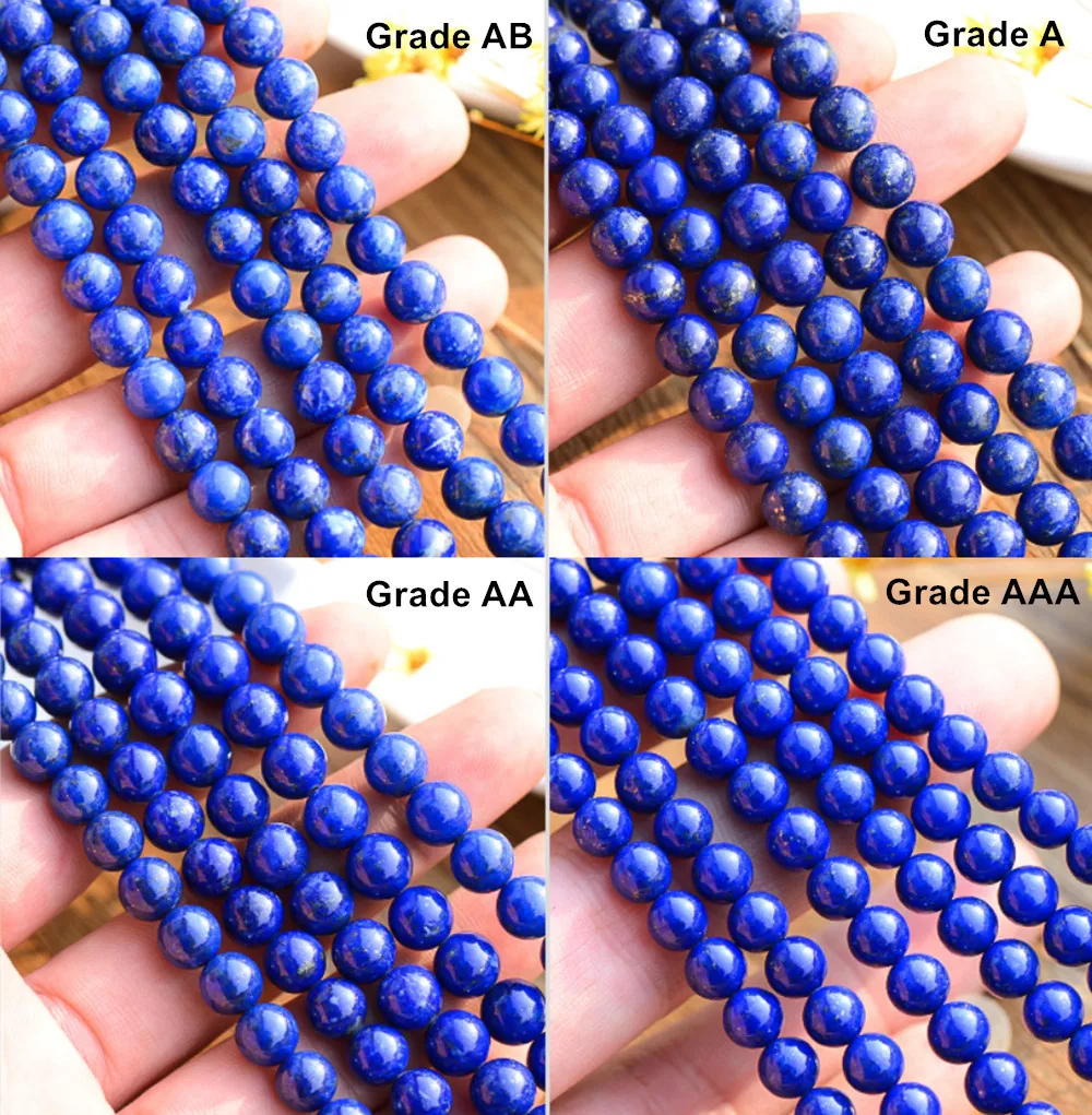 

Grade A Natural Lapis Lazuli Beads NOT Dyed 3mm-10mm Smooth Polished Round 15 Inch Strand QS08
