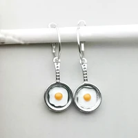 fashion earrings poached egg pan cute pendant ear ring charm jewelry gift for woman small hoop earrings accessoires