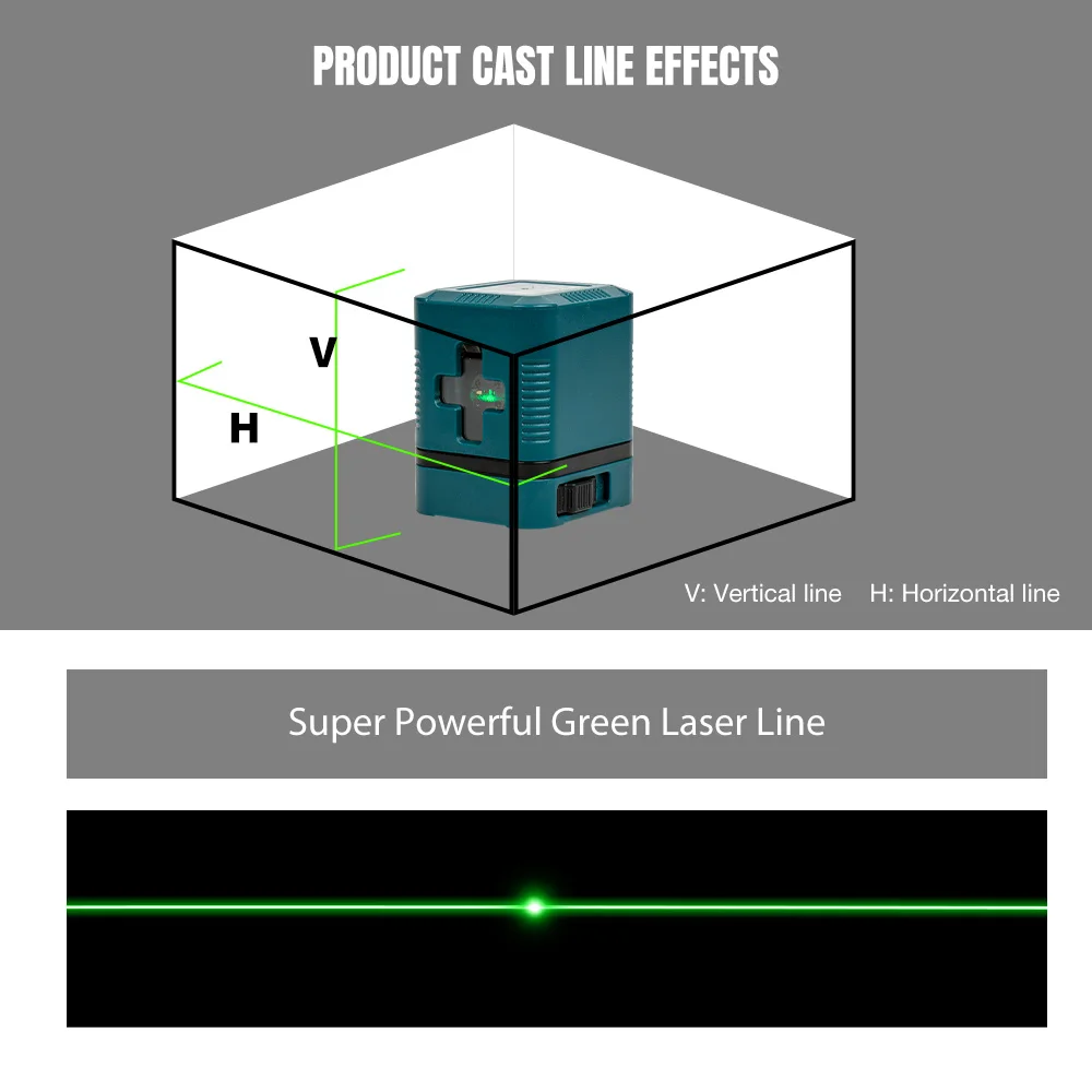 

Mini 2 Lines Cross Line Laser Green Laser Level 1V1H Self-Leveling