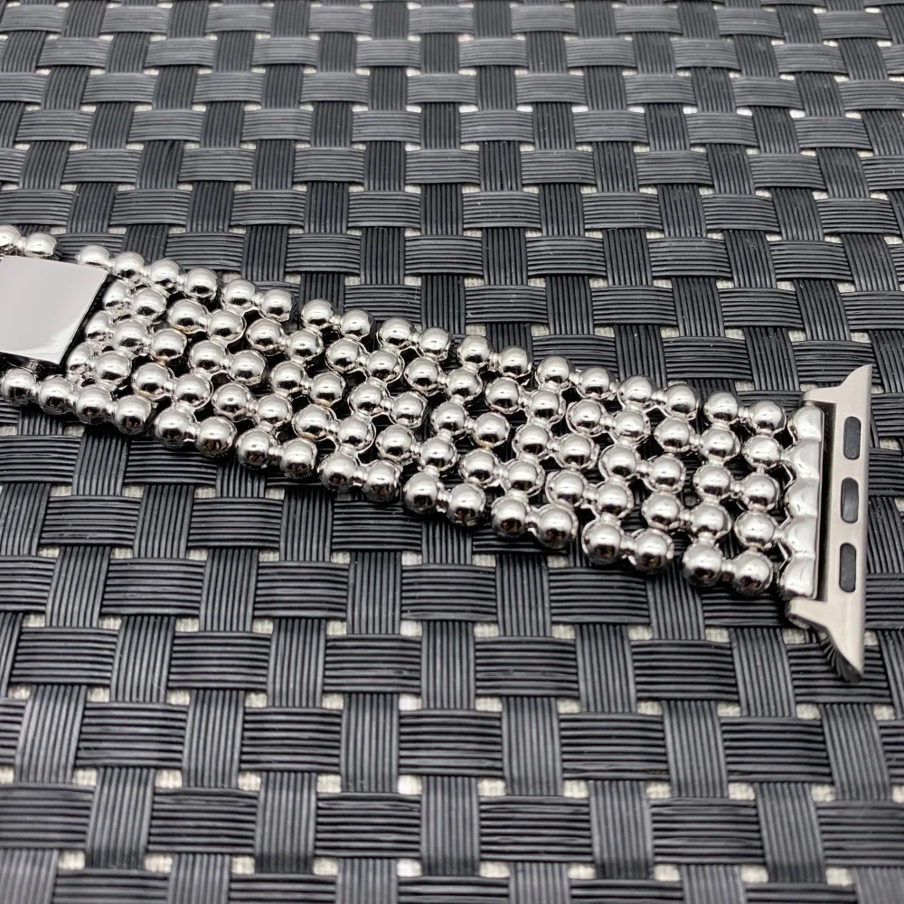 Ремешок для часов Apple Watch Band 38 мм 40 42 44 браслет из нержавеющей стали с бусинами iWatch
