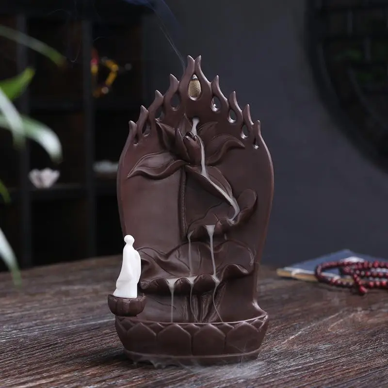 

Zisha Backflow Incense Burner Smoke Waterfall Zen Sandalwood Incense Stick Holder 20 Pcs Cones Antique Aromatherapy Incense Road