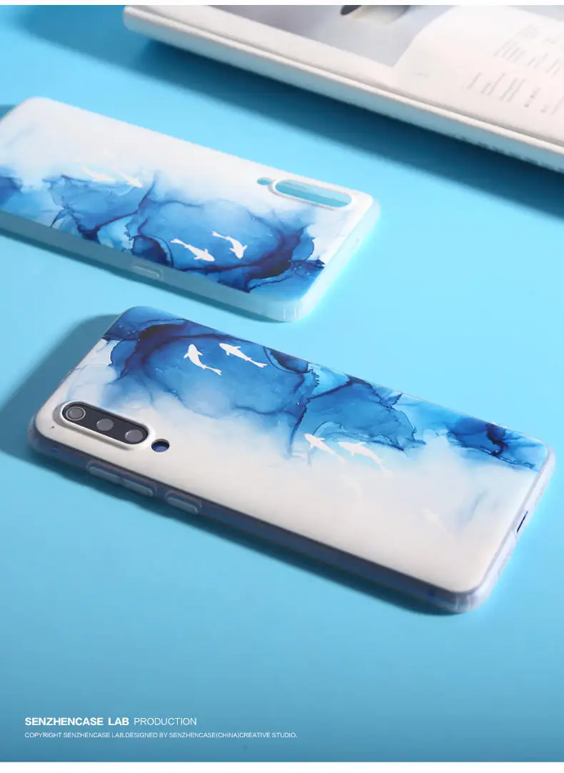 Летние градиент чернила рыбы из жидкого силикона чехол для xiaomi MI9 MI9SE MI8 MI8SE MI8Lite, MIX3 MIX2S MIX2 MI6 6X A2