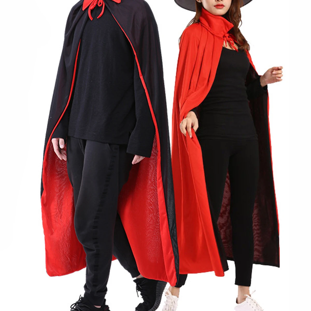 Alloween Рождество взрослых и детей накидка маскарадный двойной черного красного