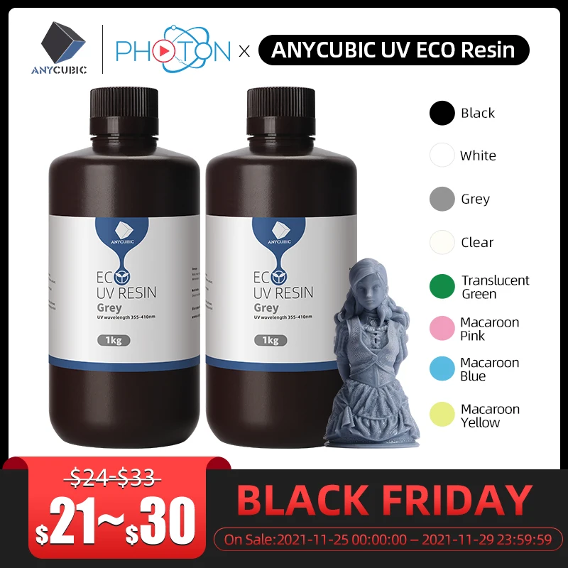 ANYCUBIC 2/4 кг УФ-смола на растительной основе 405 нм для ЖК-фотонного 3D-принтера