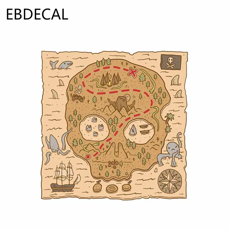 Ebdeckle остров сокровища приключений машина бампер окно настенные переводные