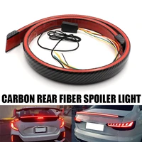 universal carbon fiber multifunction trunk spoilers led light strip 1 2m car exterior rear spoiler turn signal brake lamp