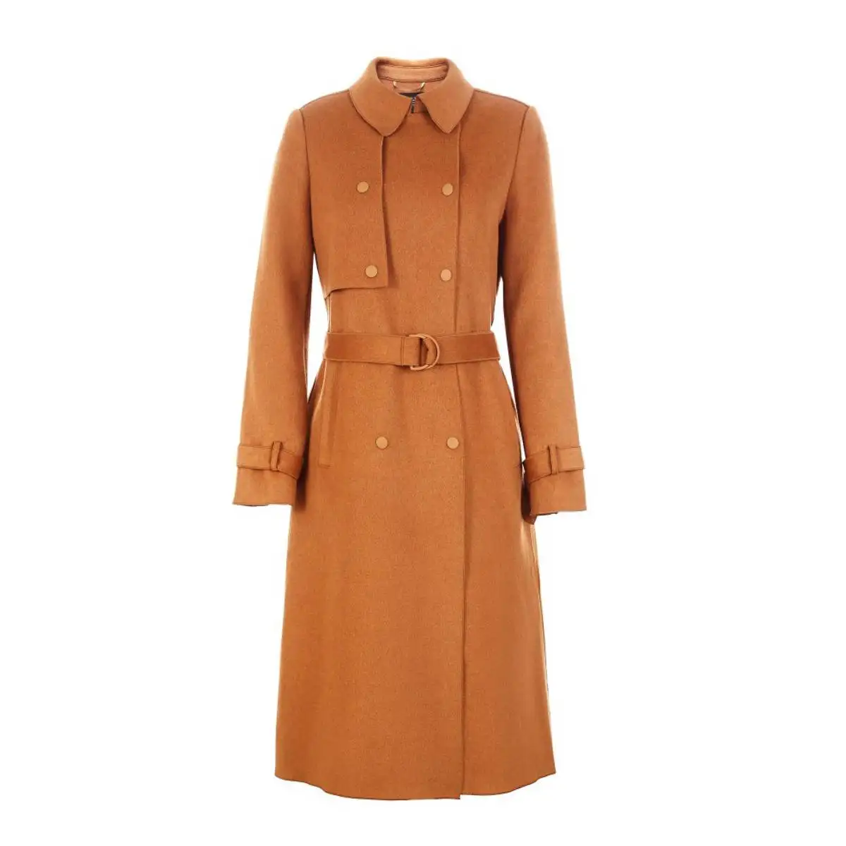ONLY Slim Fit Cinched Waist Double-breasted Long Wool Trench Coat | 11836U505 Женская одежда