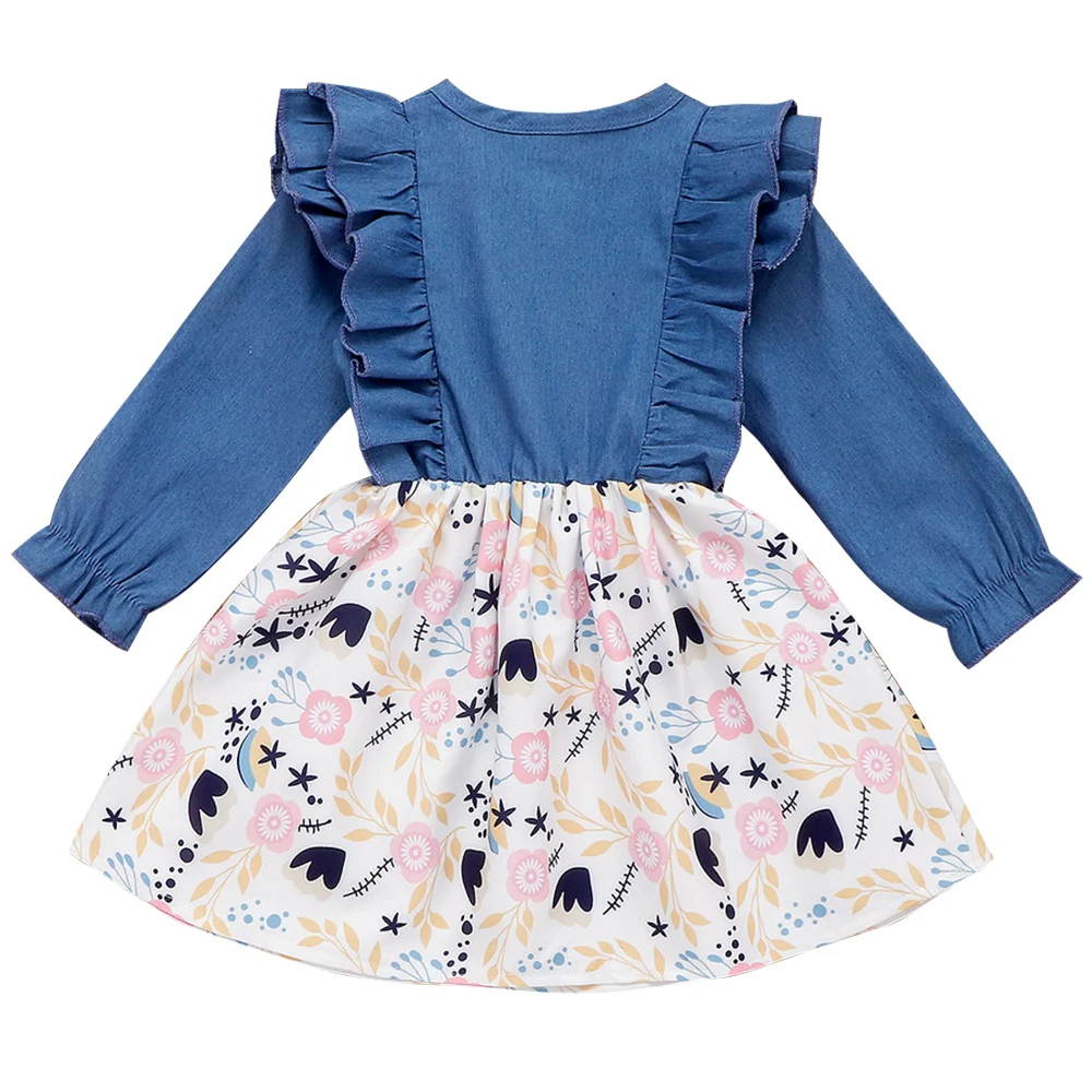 Новые Детские платья для девочек плиссированные рукава цветочный принт