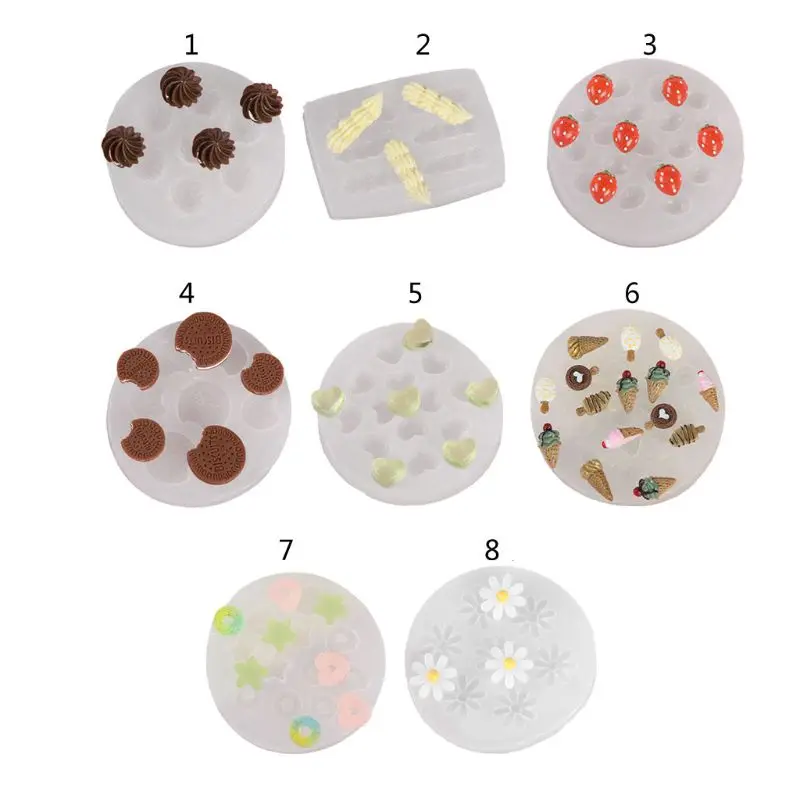 

Handmade Biscuit Dessert Food Mould Flower Heart Ice Cream Pendant Resin Casting 95AB