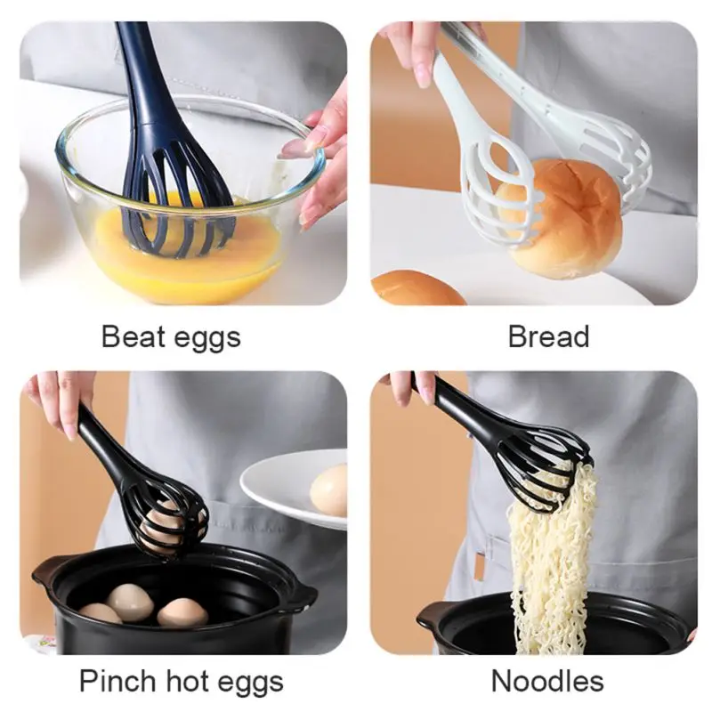 

CXD-Kitchen Tongs Nylon Egg Whisk, 11.2in Beater Whisker Food Tongs Salad Mixer For Cooking, Mixing, Barbecue