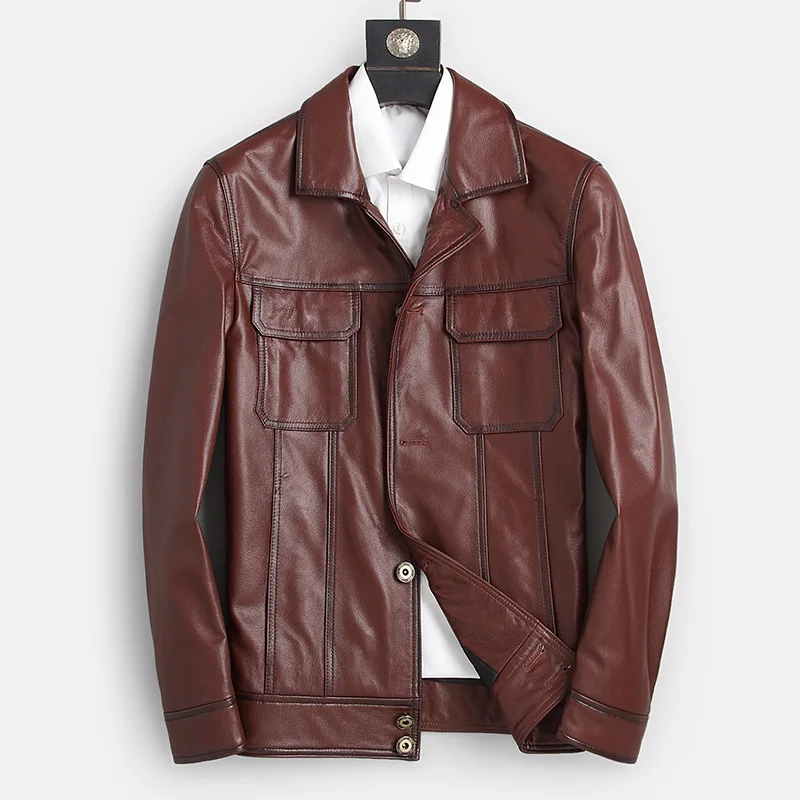 

Mens Slim Fit Short Casual Jacket And Coat Leather Jacket Motorcycle Leisure