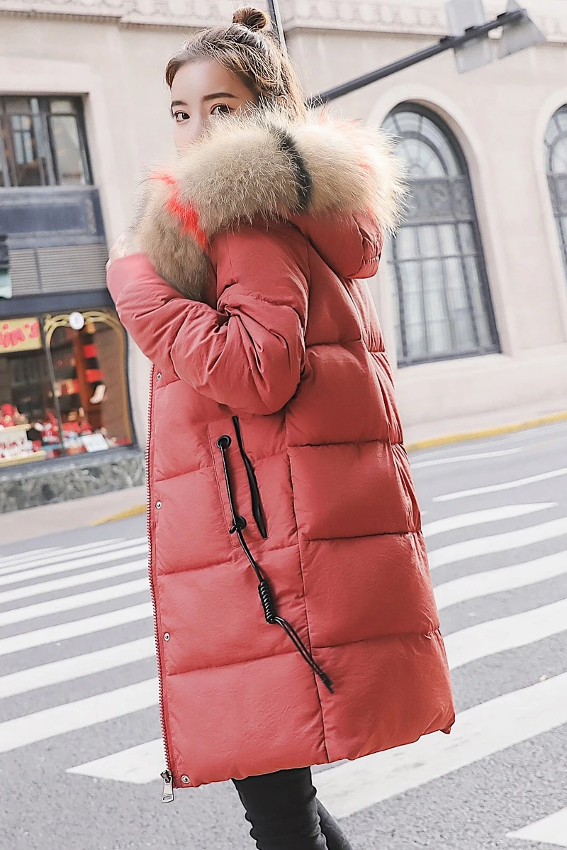 

Winter Jacket Women Placket Decorative Buckles Unique Hem Design Parka Womens