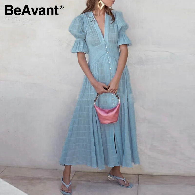 Женское длинное платье Simplee элегантное с расклешенными рукавами глубоким v