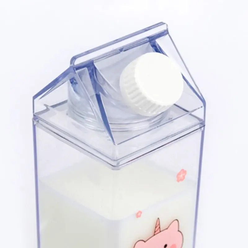 

Portable Water Bottle Milk Storage Sakura-Print Strawberry-Print Sports Drinking Clear Cup For Home School Office