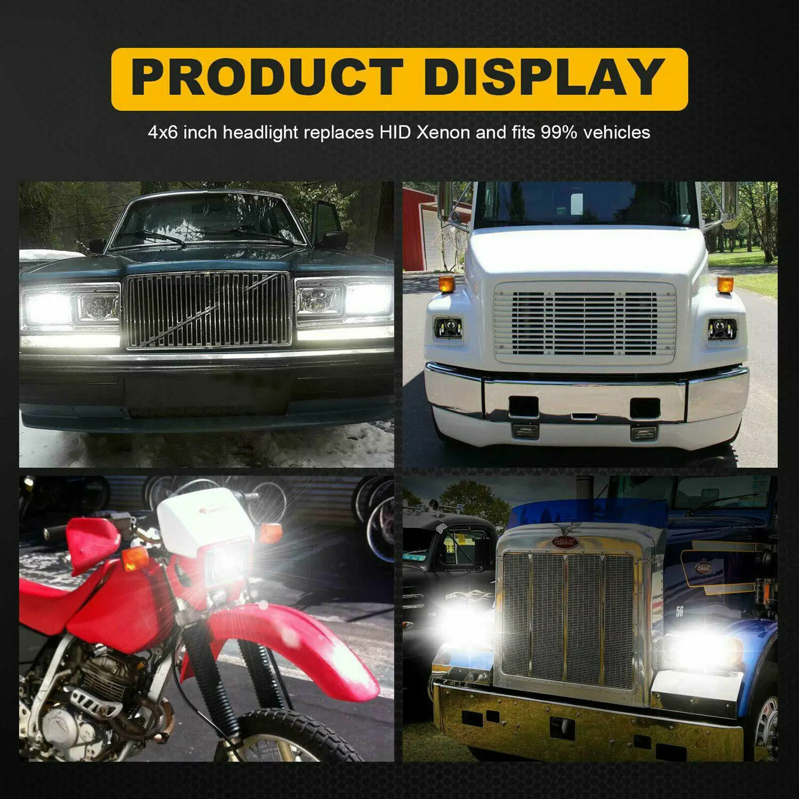 Светодиодные фары 4x6 DRL Hi Low черное уплотнение луча для Honda XR Suzuki DRZ аксессуары