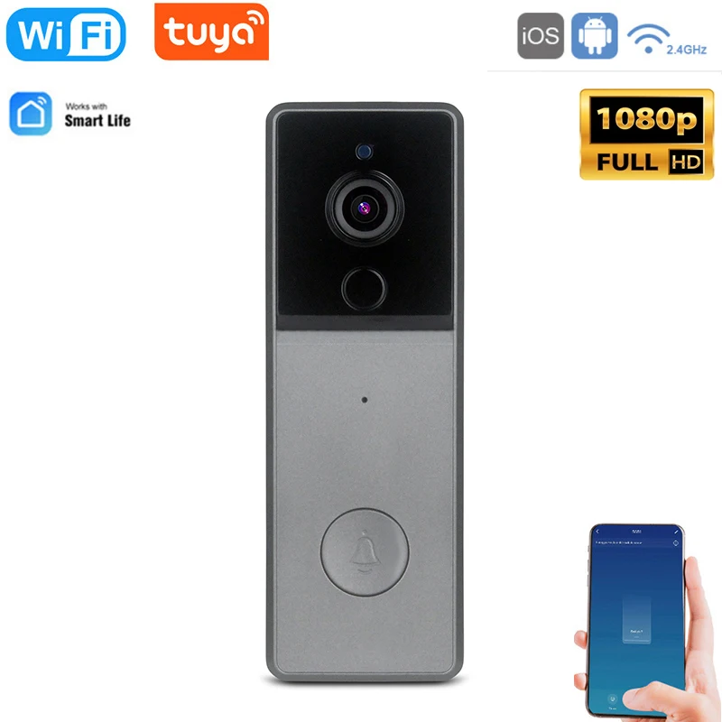 

Звонок дверной беспроводной с Wi-Fi, 1080P, ночным видением