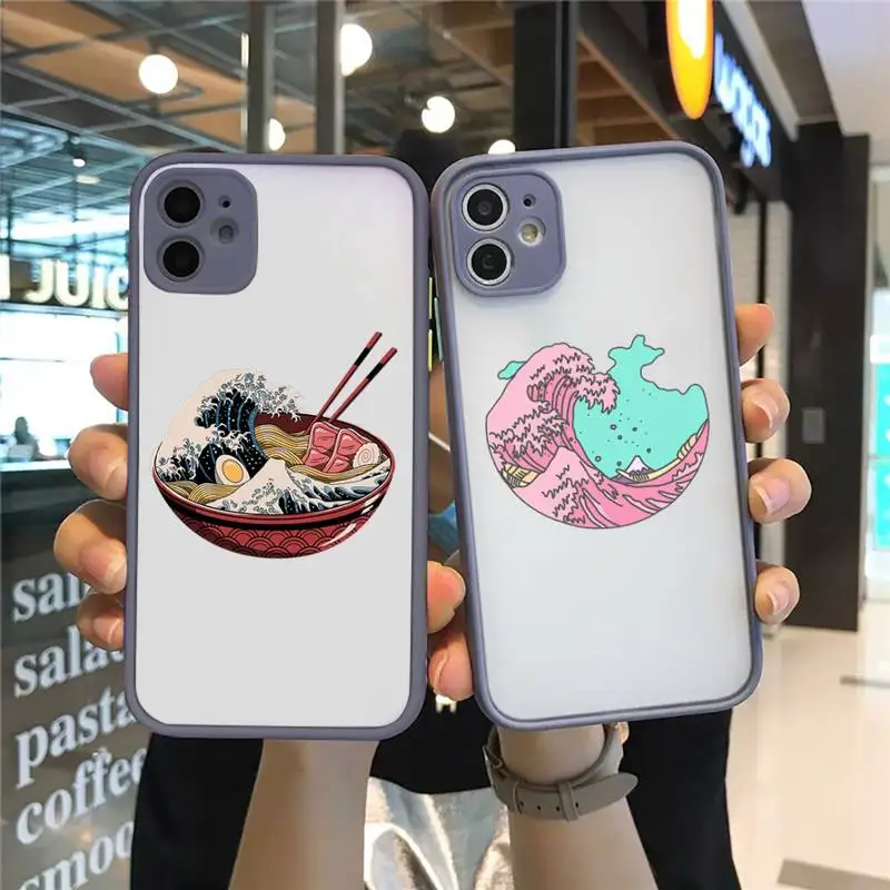 

The Big Wave of kanagawa Phone Case matte transparent For gray iPhone 7 8 x xs xr 11 12 pro plus max mini Funda Clear