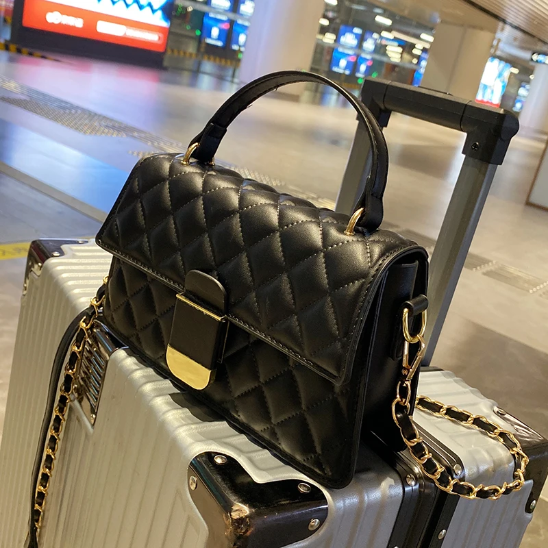 

Female Lattice Tote Bag 2022 Winter Plaid Women Leather Handbag Vintage Shoulder Messenger Bag Fashion Clutch Purses Sac A Main