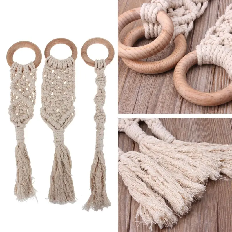 

Baby Teether Crochet Wood Rring Rattle Food Grade Wooden Teether Baby Products DIY Crafts Teething Toys