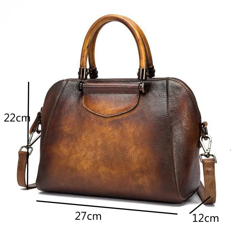 

YourSeason 2021 Handmade Ladies Retro Genuine Leather Solid Color Zipper Handbag Casual Cow Leather Shoulder Crossbody Bags