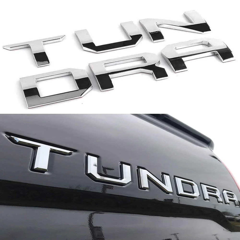 

Наклейка с логотипом на багажник автомобиля Toyota Tundra, серебристая, Черная