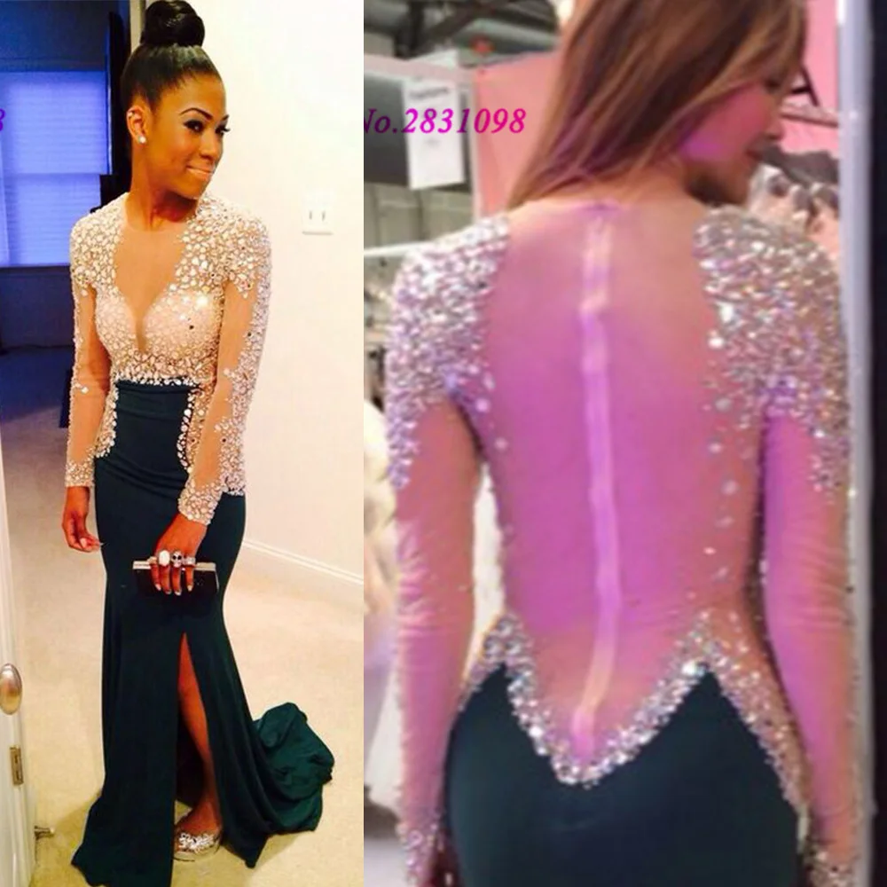 Сексуальные женские африканские вечерние платья lllusion с длинным рукавом платье