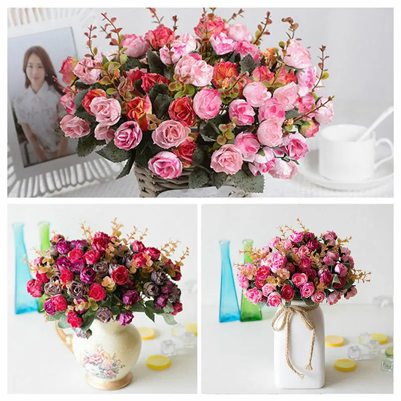 Искусственная Роза из шелка Искусственный Пион винтажный цветок листья пиона