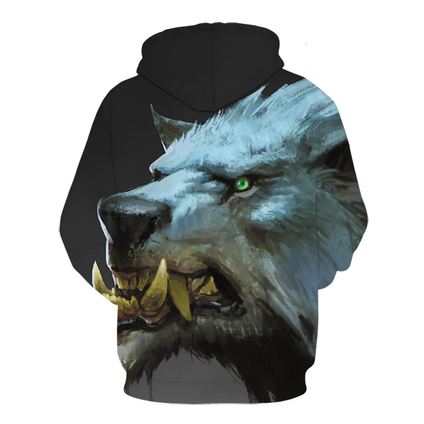 5XL волк толстовки мужские пальто крутые 3d принт мужские толстовки Модный пуловер 3D толстовки с капюшоном уличная одежда с карманом