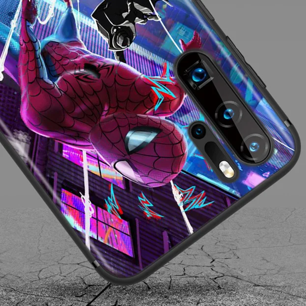 

Marvel Avengers Super Hero Spider Man For Huawei P50 P40 P30 P20 P10 P9 P8 Lite E Mini Pro Plus 5G TPU Silicone Black Phone Case