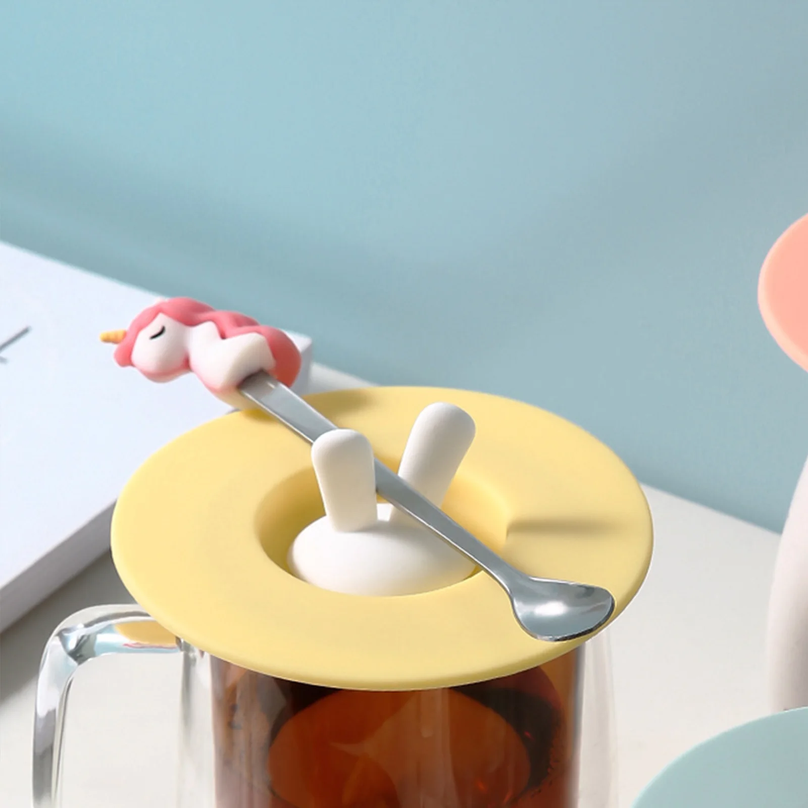 

Cartoon Cute Rabbit Silicone Sealing Lid Opener Leak-Proof And Dust-proof Cup Lid Household Bowl Lid Multi-purpose Sealing Lid