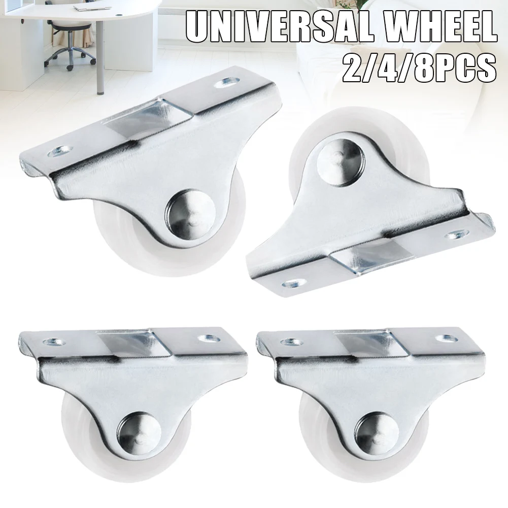 

White Rail Fixed Casters Small 1-Way Wheel Furniture Plastic Directional Wheel Wear-resistant CLH@8