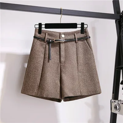 Only Shorts Вязаный пуловер; топы и шерстяные шорты; Женский комплект 2 шт.; сезон осень-зима; свитер с рукавами-фонариками и бантом; костюм со штанами; свободный пояс - Цвет: Only Shorts