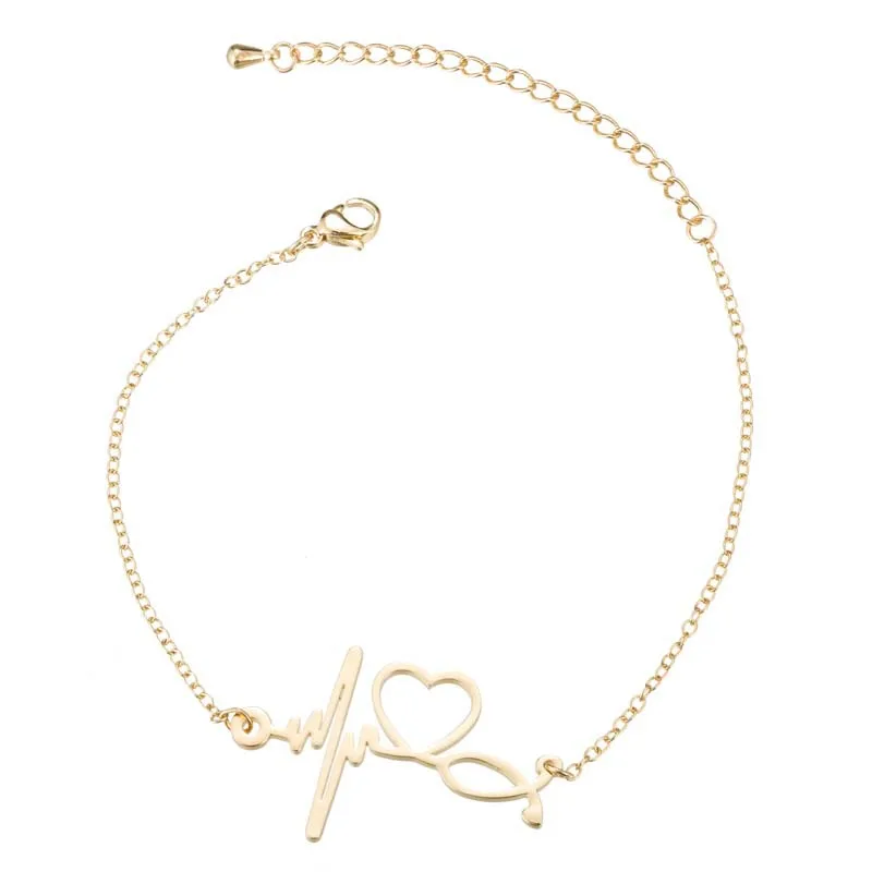 Женский браслет из нержавеющей стали с электрокардиограммой | Украшения и