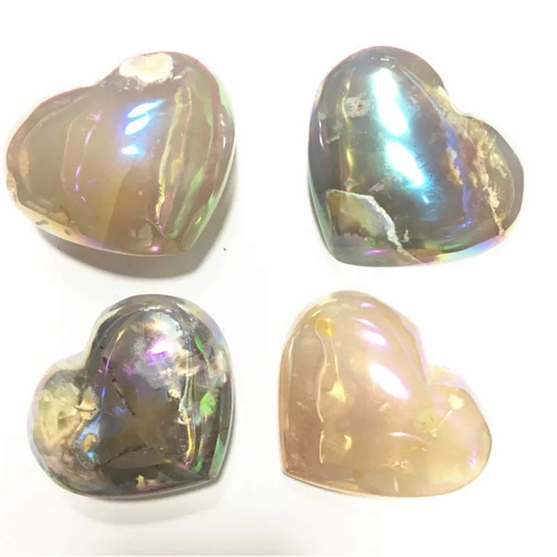 

Natural Aura Cherry Blossom Agate Heart Shaped Crystals Healing Stones For Sale