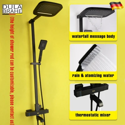 D104-Thermostatic Смеситель для ванной комнаты, смеситель для ванны, водопад, дождевая насадка для душа, термостатический смеситель, цифровая душевая панель, Душевая система - Цвет: D104-Thermostatic