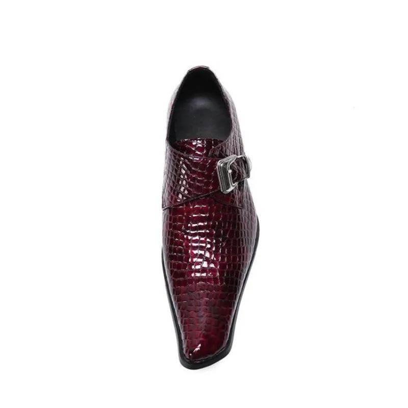 

New Fashion Men Genuine Leather Dress Shoes high-end Snake Pattern Wedding Shoes luxury Metal buckle Men Party Formal Shoes