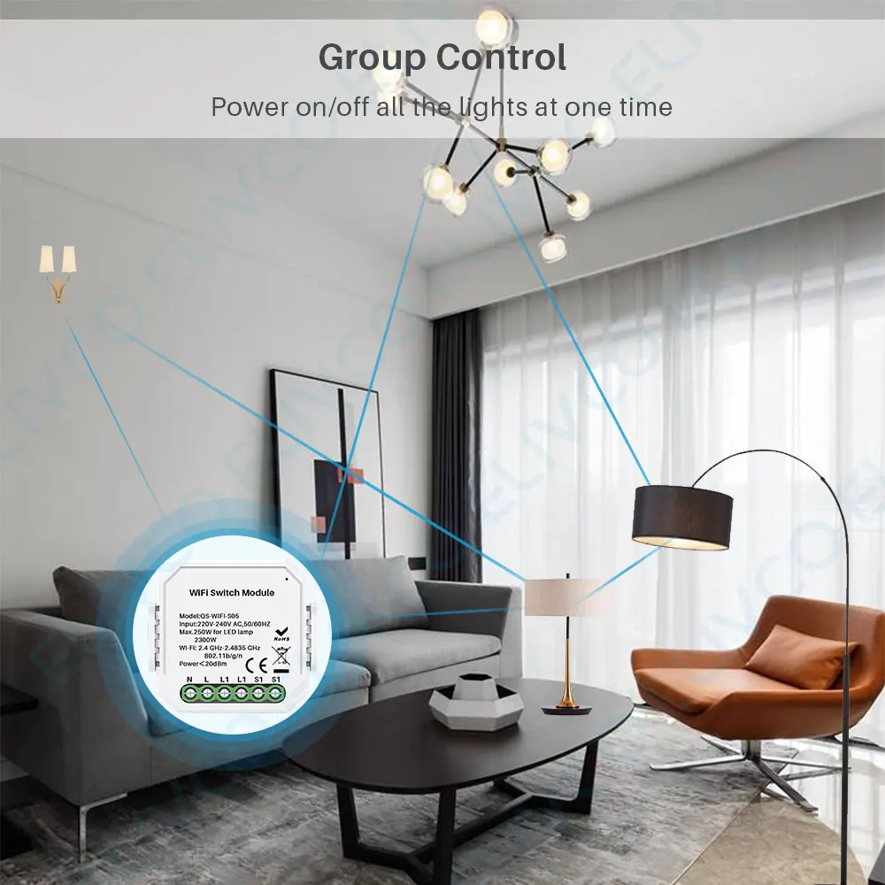 

WIFI Smart Switch Module 1 Gang/2 Gang Two Way 10A 2300W Tuya Smart Life APP Remote Control Group Control Timer Works With Alexa