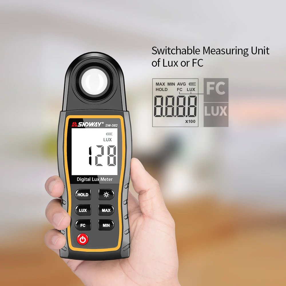 SNDWAY SW-582 Digital Lux Meter LCD Display Handheld Auto Range Luminometer Photometer Luxmeter Light 0-199 900 | Инструменты