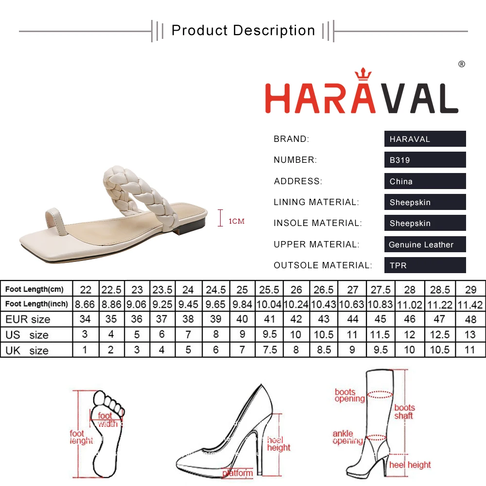

HARAVAL Women Sandals Shoes Fashion Elegant Genuine Leather ELEGANT White Brown Sewing Women Shoes Solid Sheepskin Footwear B319