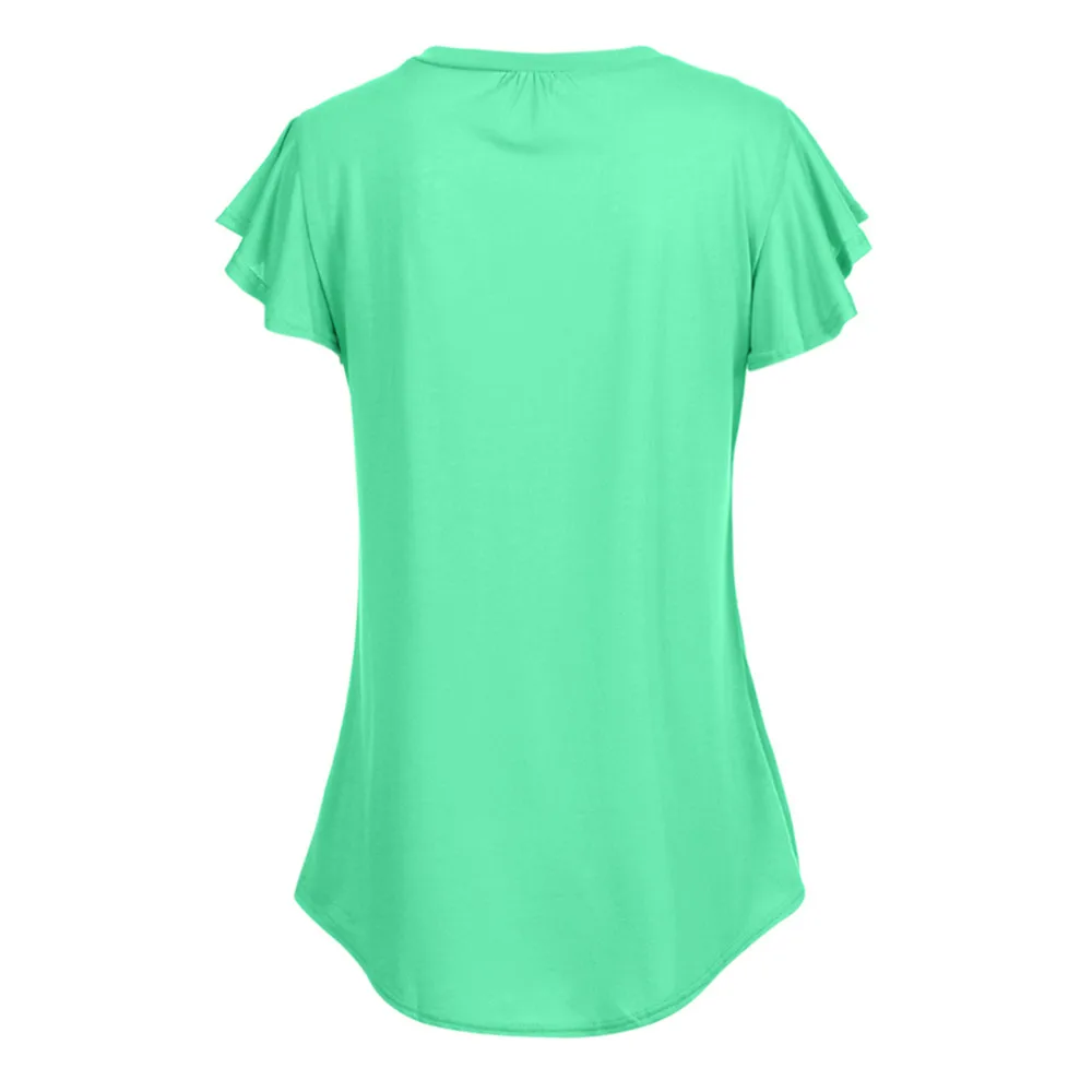 Женские ряд складки Со сборками Футболка Женская Повседневная летняя футболка