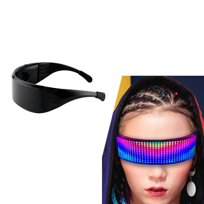 구매 APP 제어 Shinning 안경 밝은 빛 프로그래밍 가능한 블루투스 LED 파티 안경 성능 소품 할로윈 장식