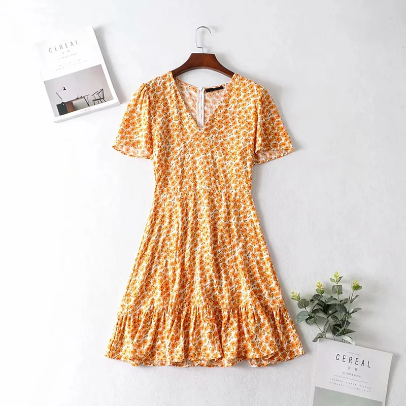 Женское цветочное мини-платье в стиле бохо летнее пляжное платье с коротким