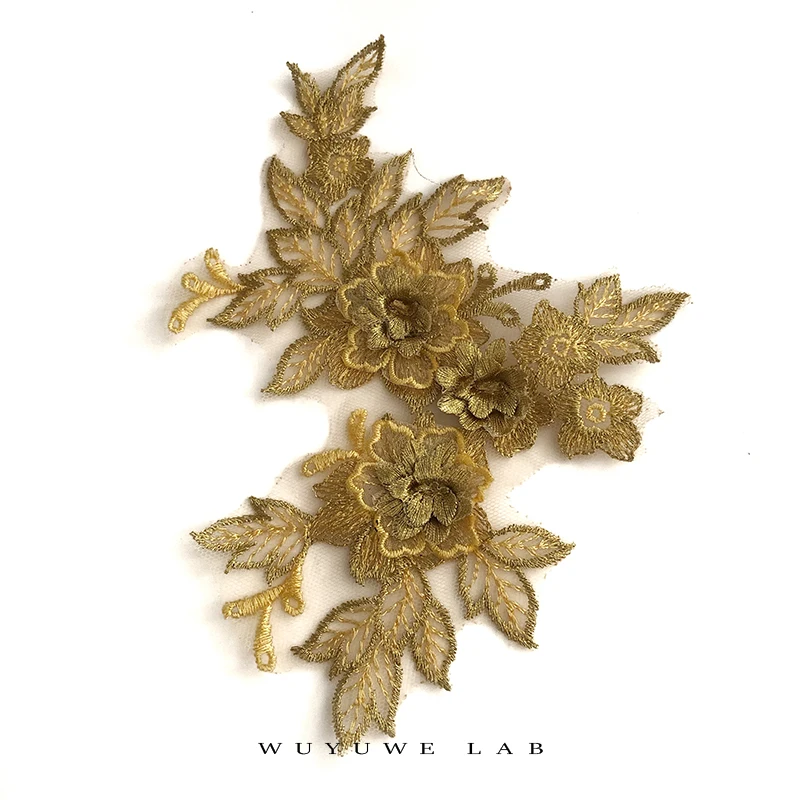 Женское платье с аппликацией Venise белое/сапфировое/черное/золотистое цветочной