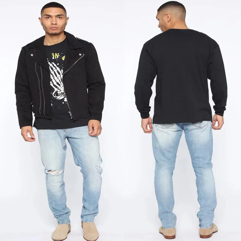 

iSurvivor 2021 Spring and Summer New Simple Style Men's Ripped Jeans Fashion All-match Straight Casual Zipper Jeans
