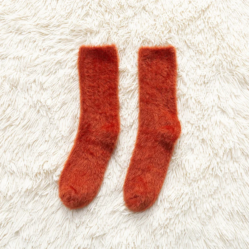 Носки женские зимние однотонные с норковым мехом флисовый носок | Женская одежда