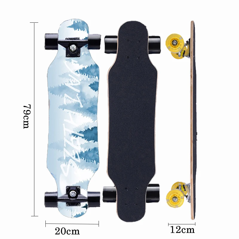 Скейтборд для начинающих 79 см/31 дюйм Лонгборд Кленовая плоская доска двойной